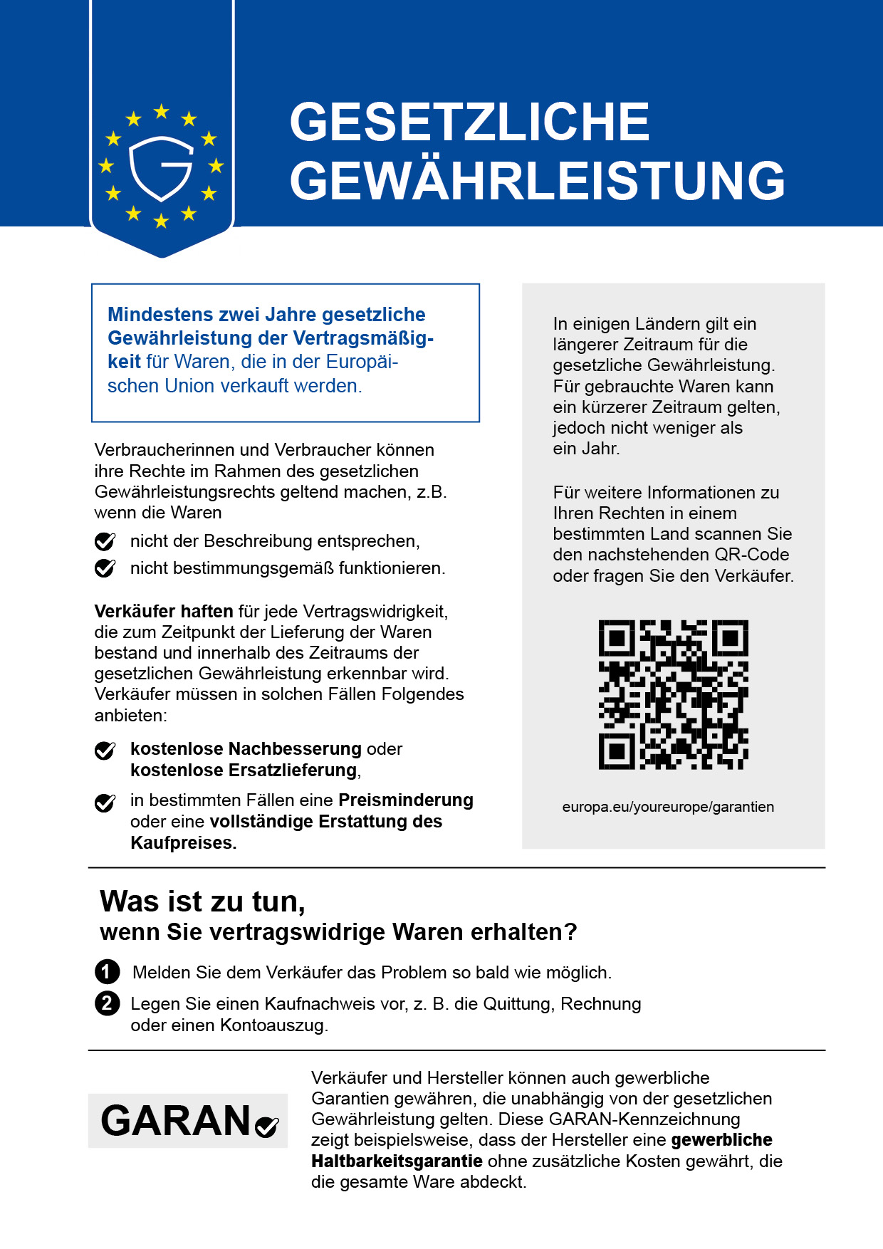 Harmonisierte EU-Mitteilung über die gesetzliche Gewährleistung