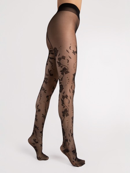 Fiore - Feinstrumpfhose mit bezauberndem Blumenmotiv