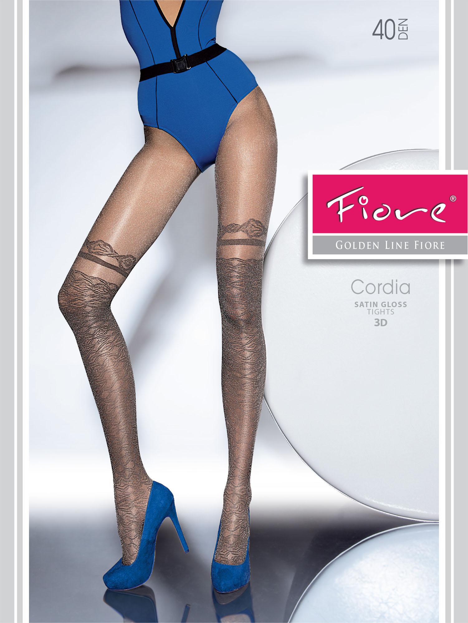 Fiore Damen Feinstrumpfhose Miguela/Golden Line – Gemustert, 40 Den