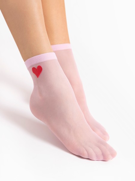 Fiore - Transparente Feinsöckchen mit schlichtem Herzmuster
