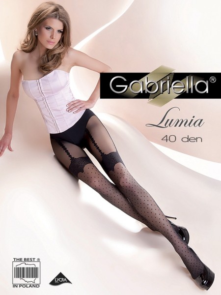 Gabriella Elegante Strumpfhose in verfuehrerischer Strapsoptik mit Punktmuster Lumia